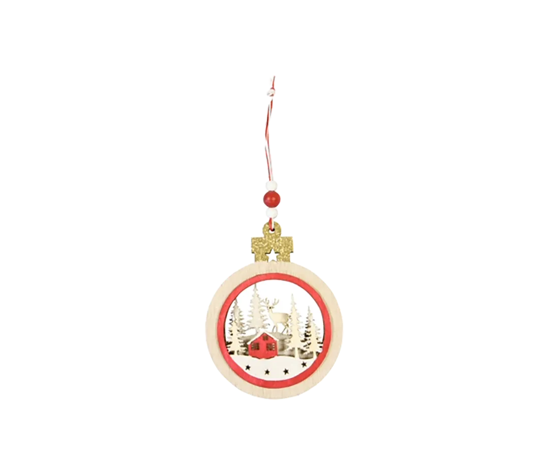 Suspension boule avec paysage bois