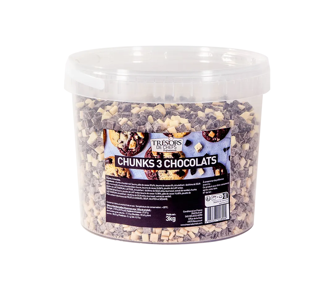 CHUNKS 3 CHOCOLATS SEAU 3KG TDCP