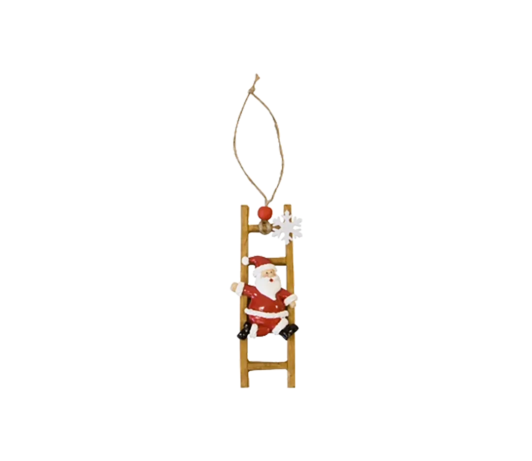 Père noël sur Echelle en résine